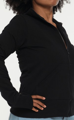 New Zip Jacketin Black and Black rib - Manners London