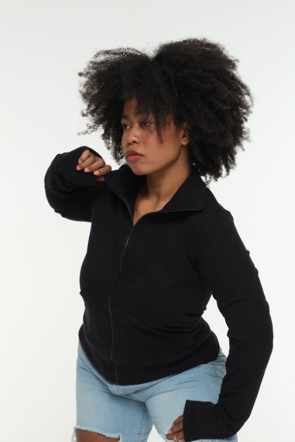 New Zip Jacketin Black and Black rib - Manners London