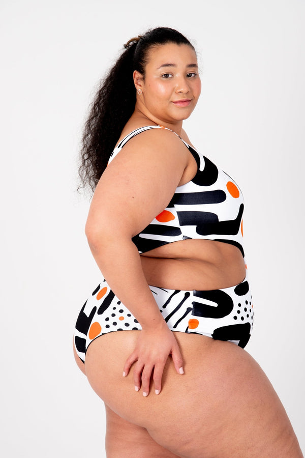 One Piece Reversible Petite In Cuppa Print and Black - Manners London
