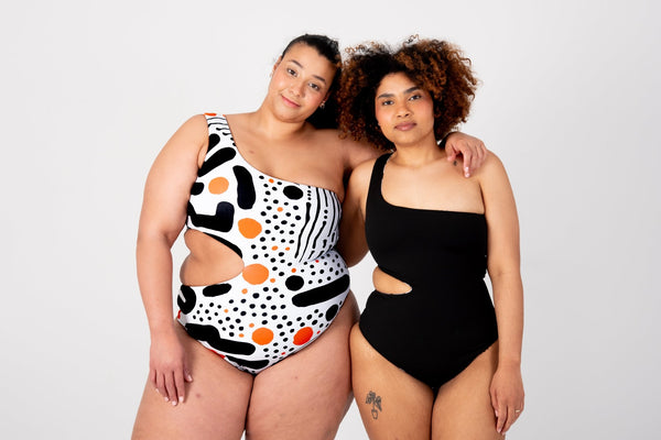 One Piece Reversible Petite In Cuppa Print and Black - Manners London