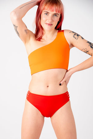 One Shoulder Reversible Top In All The Fire - Manners London