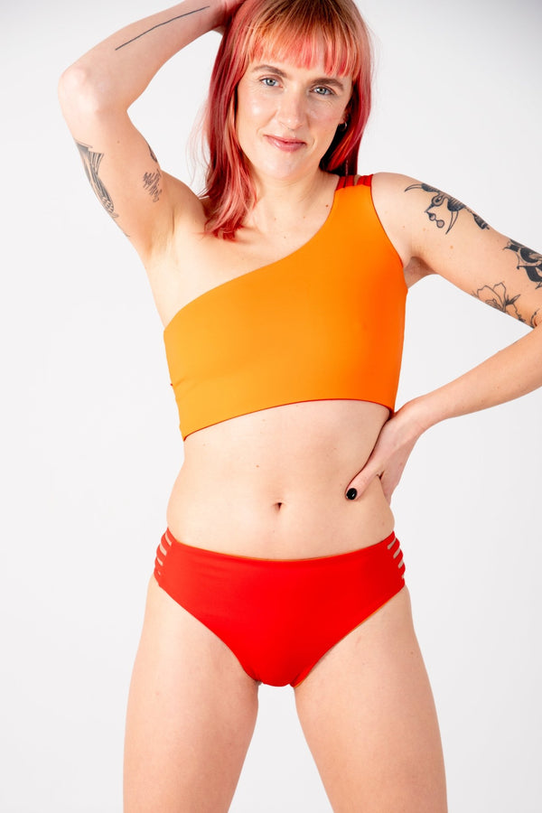 One Shoulder Reversible Top In All The Fire - Manners London