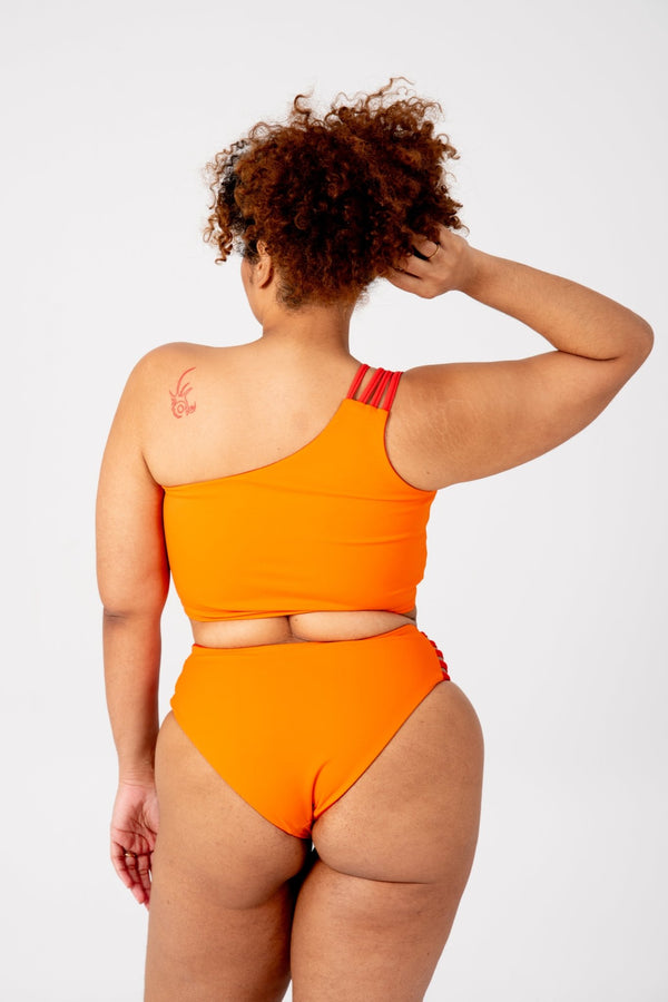 One Shoulder Reversible Top In All The Fire - Manners London