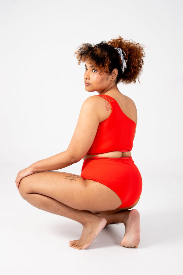 One Shoulder Reversible Top In All The Fire - Manners London