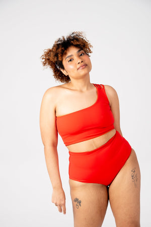 One Shoulder Reversible Top In All The Fire - Manners London
