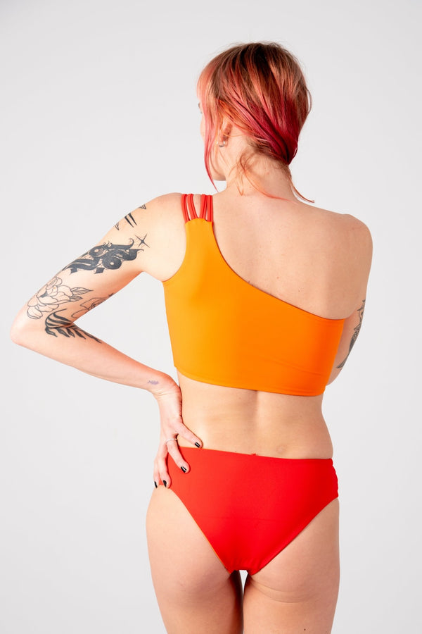 One Shoulder Reversible Top In All The Fire - Manners London