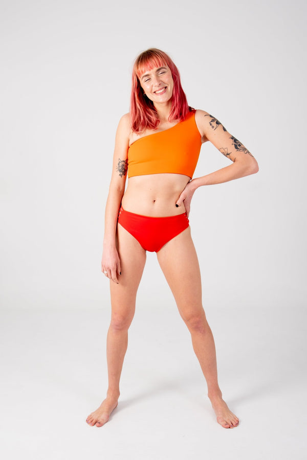 One Shoulder Reversible Top In All The Fire - Manners London