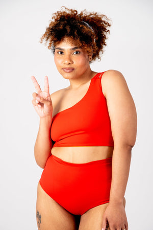 One Shoulder Reversible Top In All The Fire - Manners London