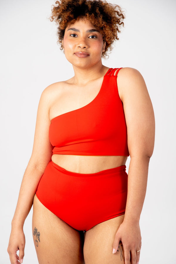 One Shoulder Reversible Top In All The Fire - Manners London