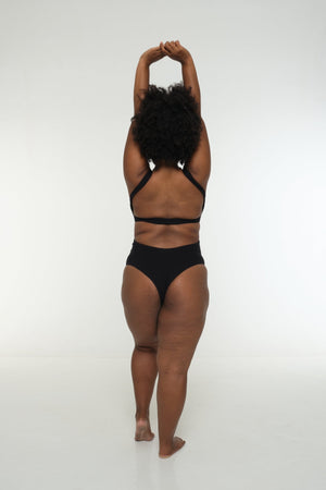 Open Back Bodysuit in Black - Manners London