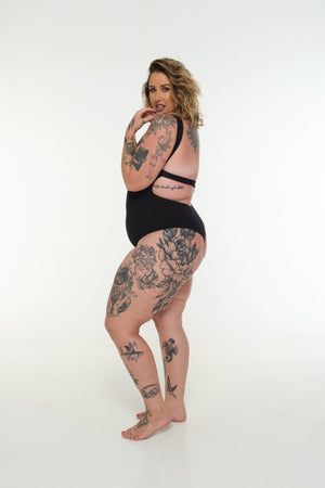 Open Back Bodysuit in Black - Manners London