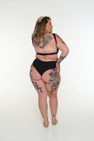 Open Back Bodysuit in Black - Manners London