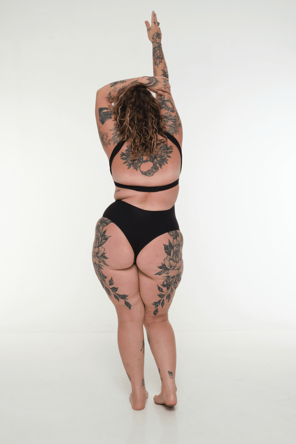 Open Back Bodysuit in Black - Manners London