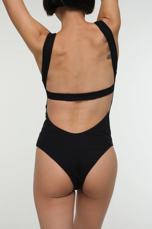 Open Back Bodysuit in Black - Manners London