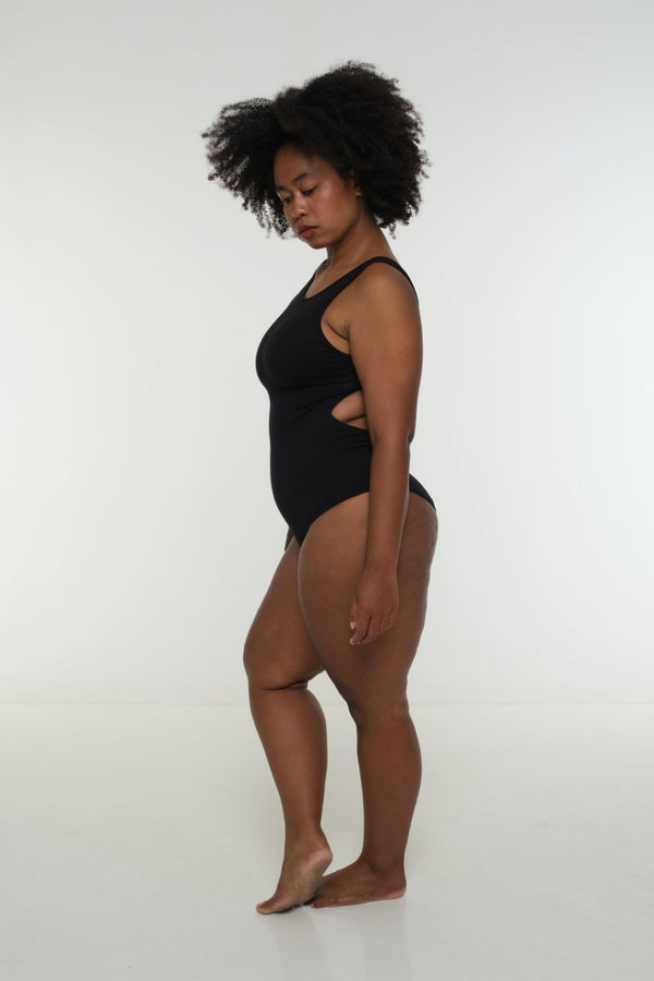 Open Back Bodysuit in Black - Manners London