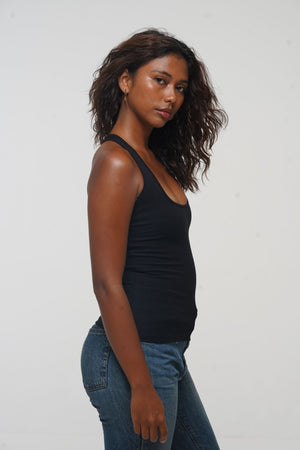Otta Full Length Top Tri - Back Thick Strap in Black - Manners London