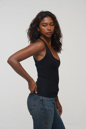 Otta Full Length Top Tri - Back Thick Strap in Black - Manners London