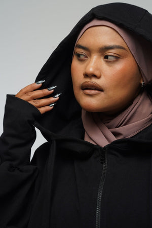Oversized Balloon Hoodie with Zip in Black - Manners London