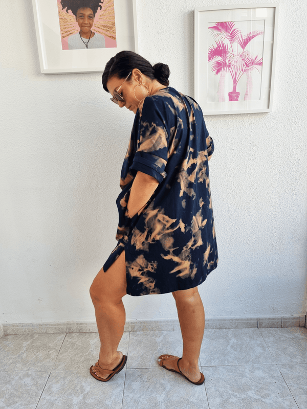 Oversized Shirt Dress in Acid Wash - Manners London