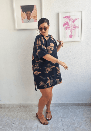 Oversized Shirt Dress in Acid Wash - Manners London