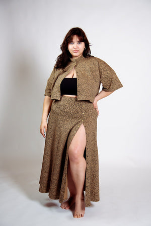 Popper Midi Skirt in Classic Leopard - Manners London
