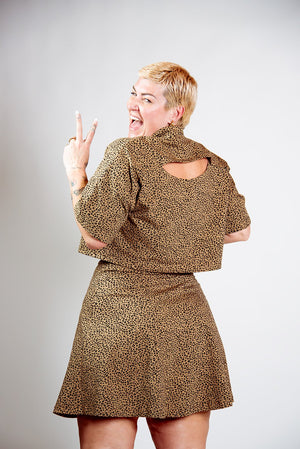 Popper Mini Skirt in Classic Leopard - Manners London