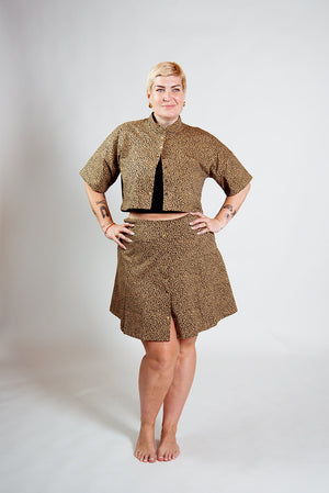 Popper Mini Skirt in Classic Leopard - Manners London