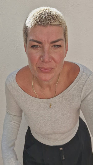 Soft Life Boat Neck Full Length Top in Ecovero in Grey Marl