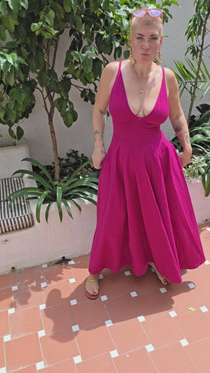 Corset Puff Maxi Dress Petite (with pockets) in Pinky-Purply