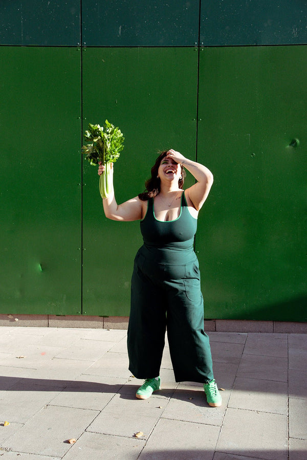 Puff Pants Petite in Forest Green - Manners London