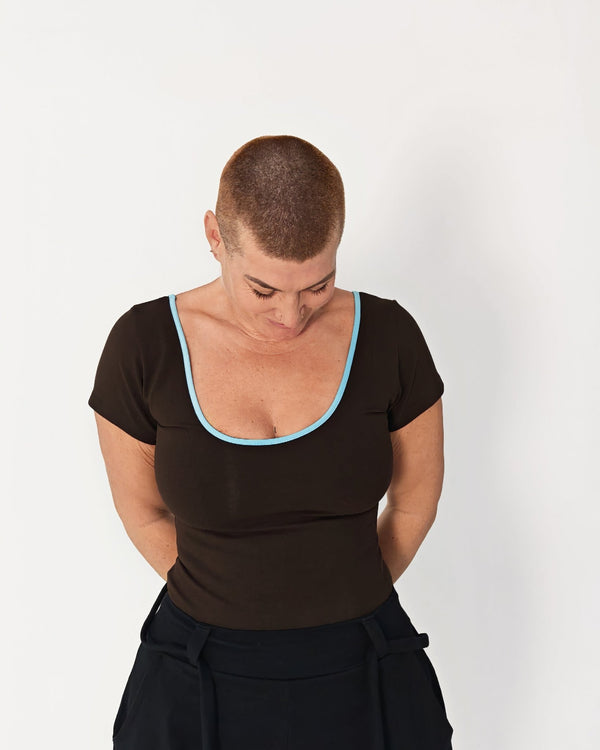 Reversible Full Length Tee in Cafe (crystal seas edging) - Manners London