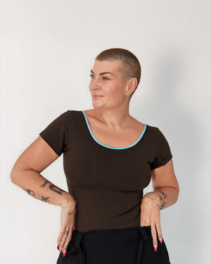 Reversible Full Length Tee in Cafe (crystal seas edging) - Manners London