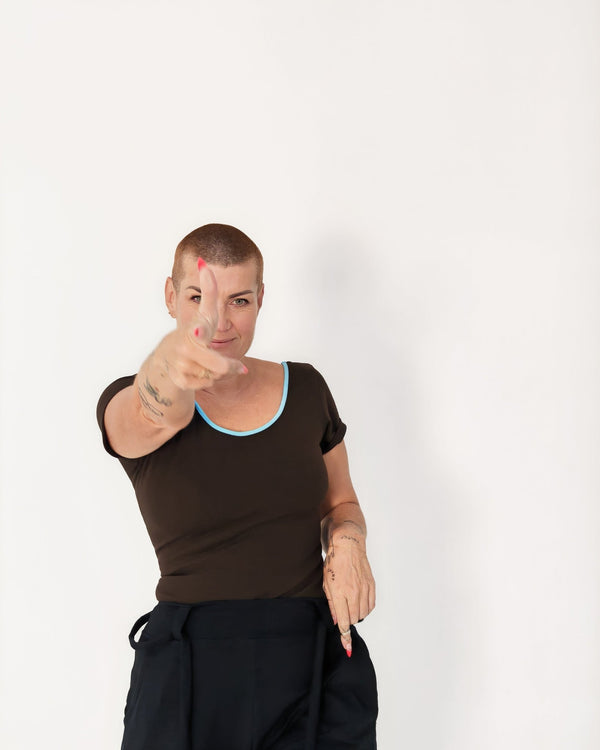 Reversible Full Length Tee in Cafe (crystal seas edging) - Manners London