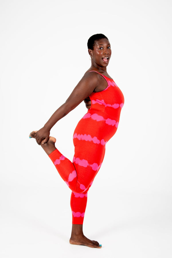 Santai Jumpsuit in Blot Red - Manners London