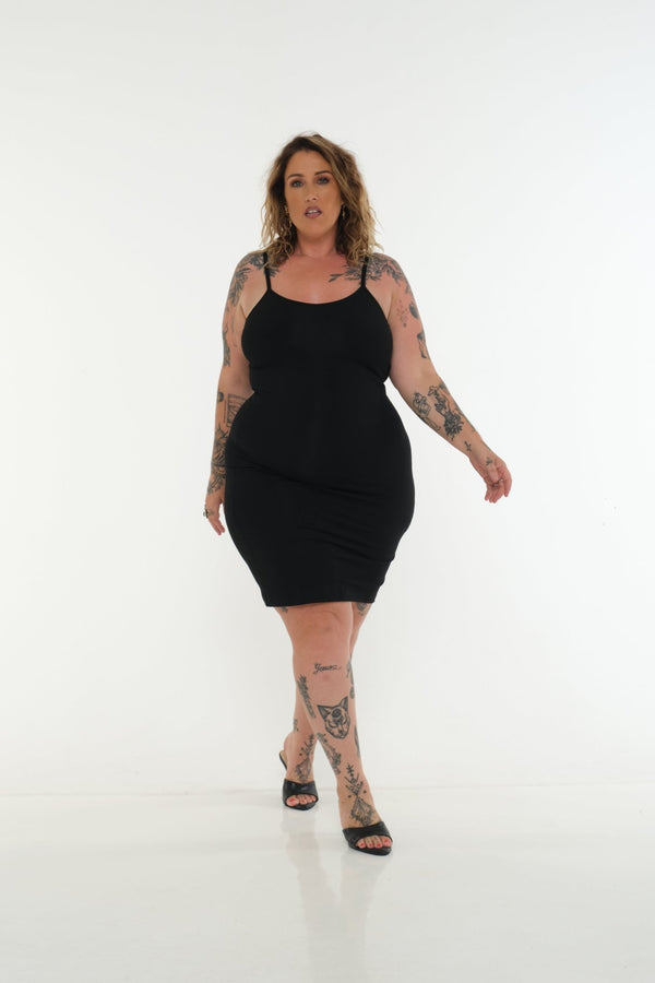Scoop Mini Dress in Black - Manners London
