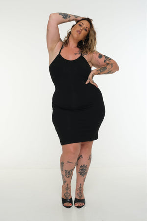 Scoop Mini Dress in Black - Manners London