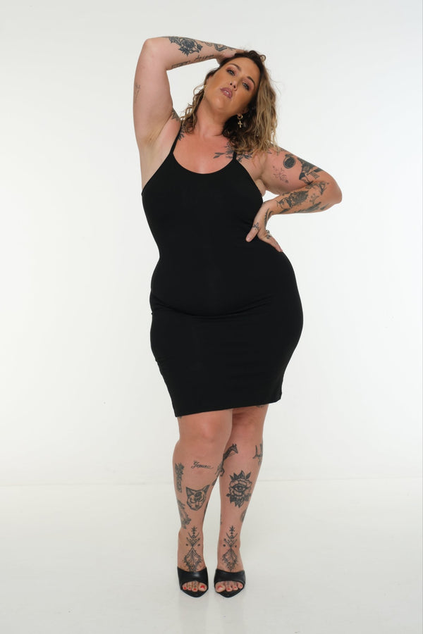 Scoop Mini Dress in Black - Manners London