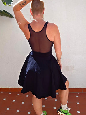 Shinni Mesh Back Jola Mini Dress in Black - Manners London