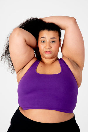 Shinni Neck Crop Tank Top In T.Purple - Manners London