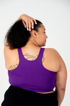 Shinni Neck Crop Tank Top In T.Purple - Manners London