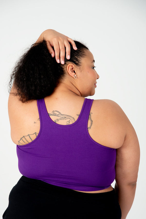 Shinni Neck Crop Tank Top In T.Purple - Manners London