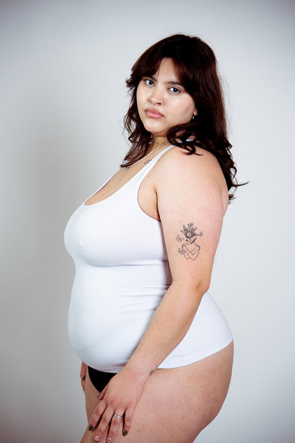 Shinni Neck Full Length Tank in White - Manners London