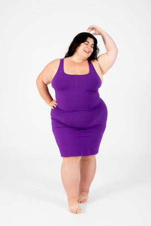 Shinni Neck Mini Dress In T.Purple - Manners London