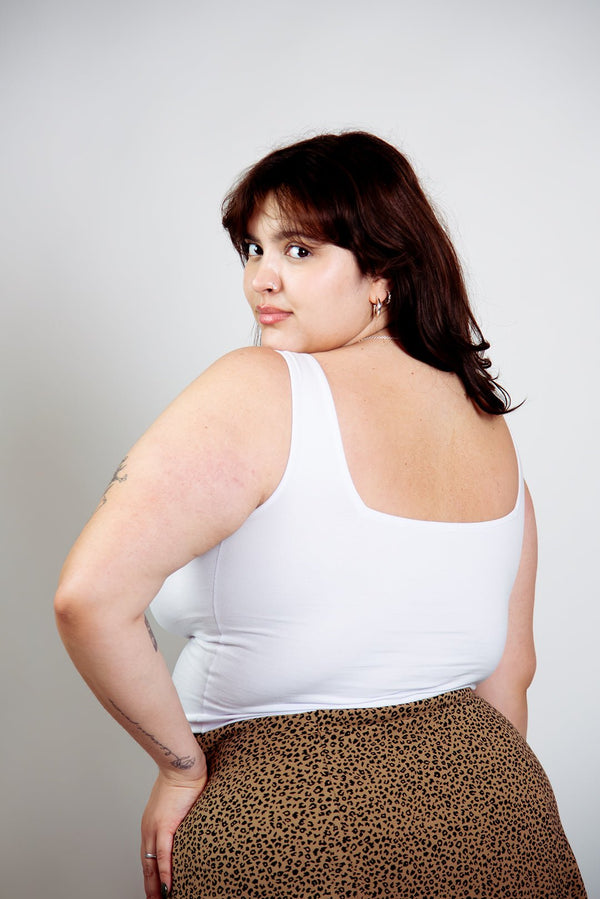 Square Neck Crop Vest in White - Manners London