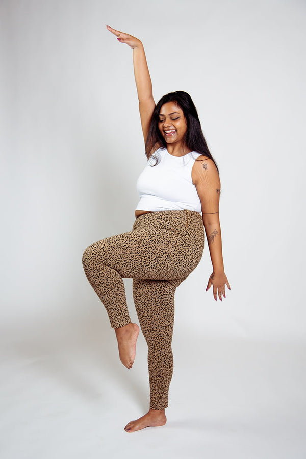 Super High Waisted Tib Pant Petite in Classic Leopard - Manners London
