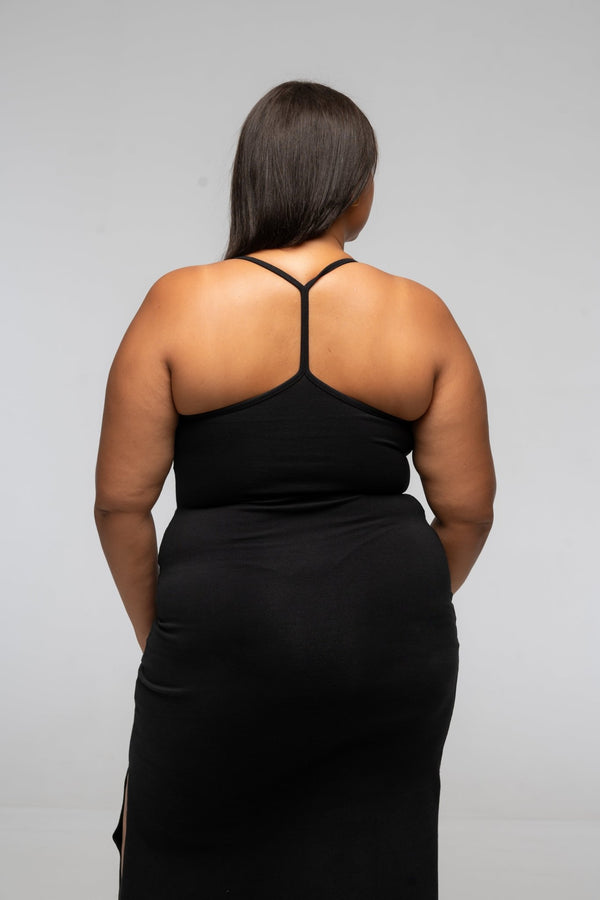 T - Bar Dress Maxi Petite in Black - Manners London