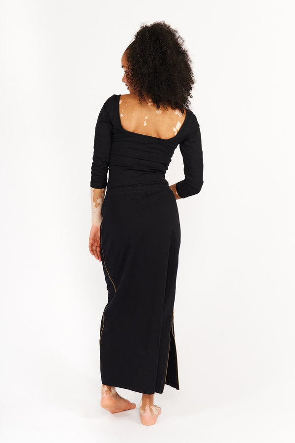 Trackie Midi Skirt Petite in Black - Manners London
