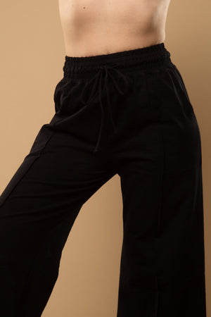 Trackie Trousers Wide Leg Regular in Black - Manners London