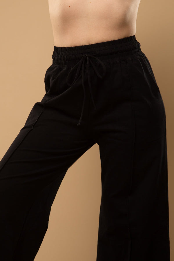 Trackie Trousers Wide Leg Regular in Black - Manners London