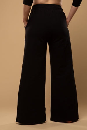 Trackie Trousers Wide Leg Regular in Black - Manners London